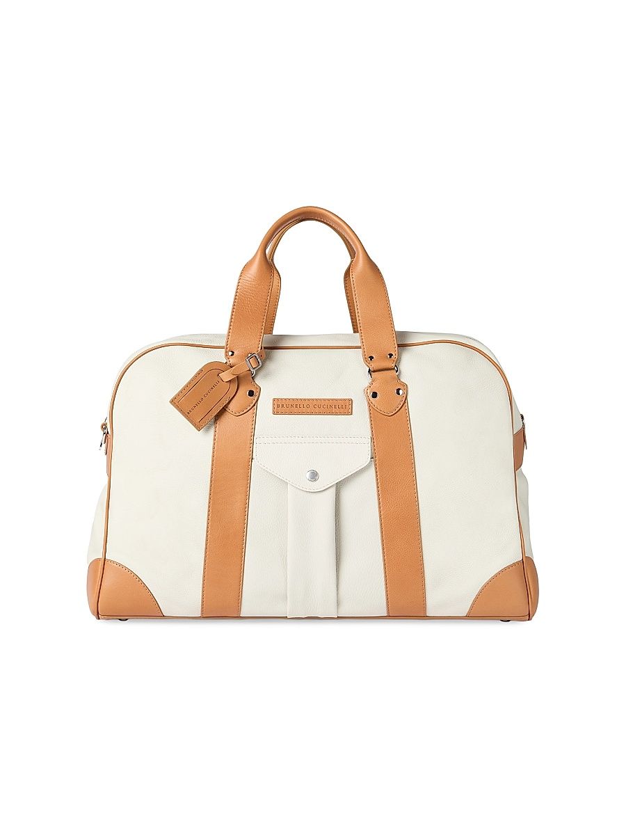 Men's Grained Calfskin and Cowhide Street Bag - Ivory