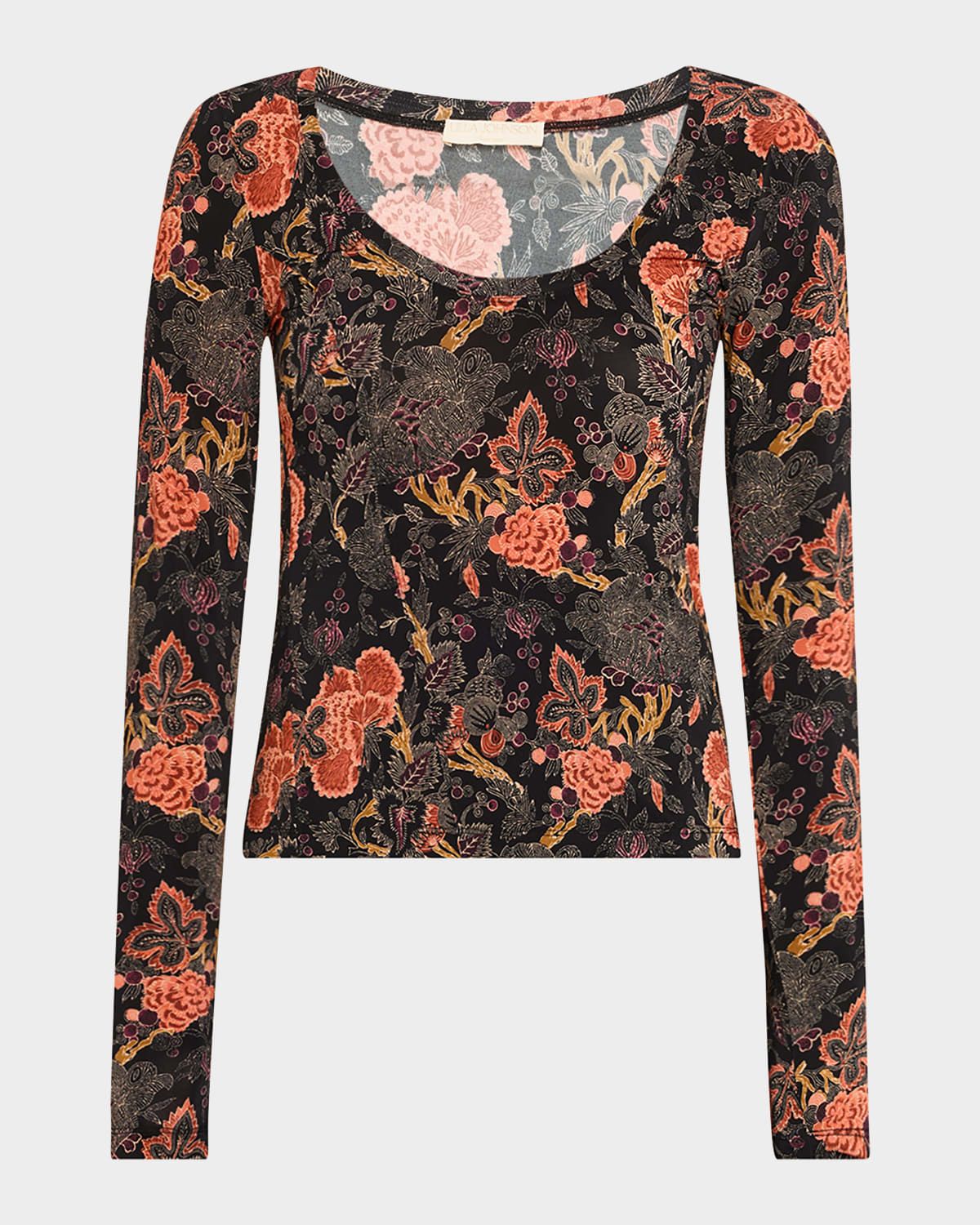 Aris Printed Long-Sleeve Jersey Top