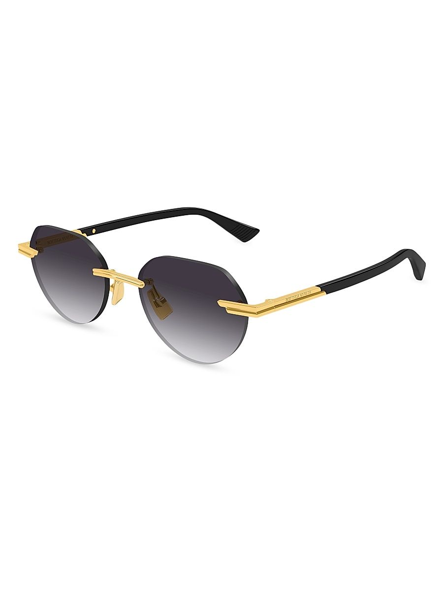 Men's Glasant 51MM Round Sunglasses - Black Gold Black