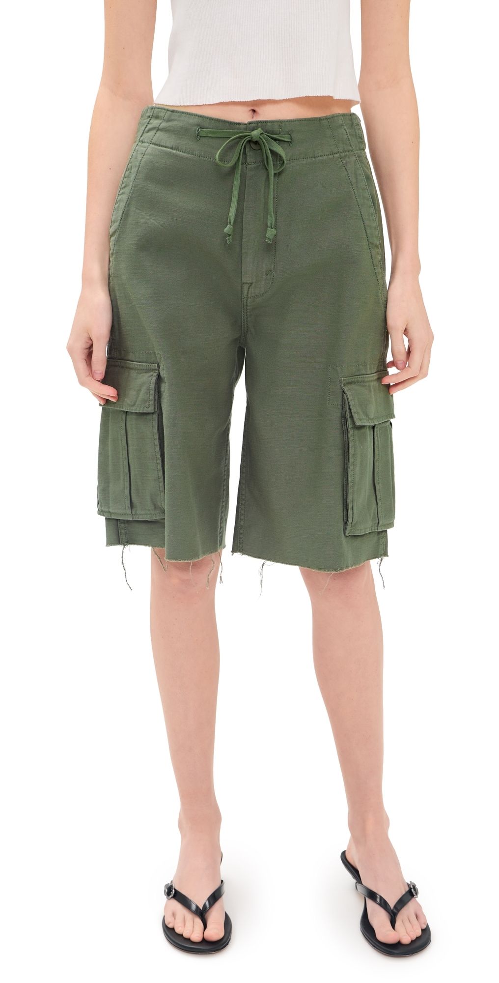 MOTHER The Free Fall Fray Shorts Sir Yes Sir Military Green 26