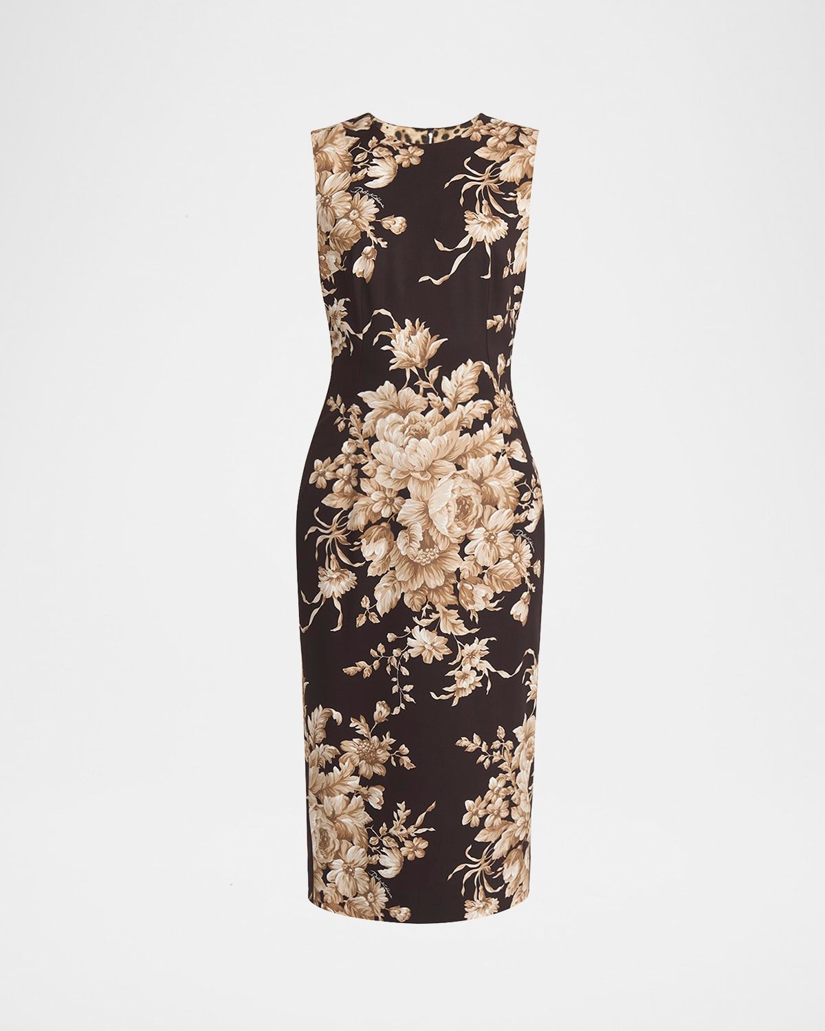 Rose Cretonne Charmeuse Sleeveless Midi Dress