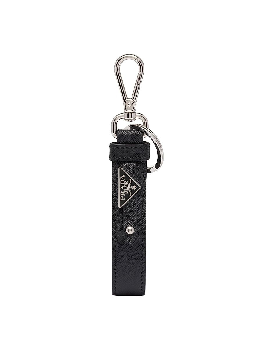 Men's Saffiano Leather Keychain - Black