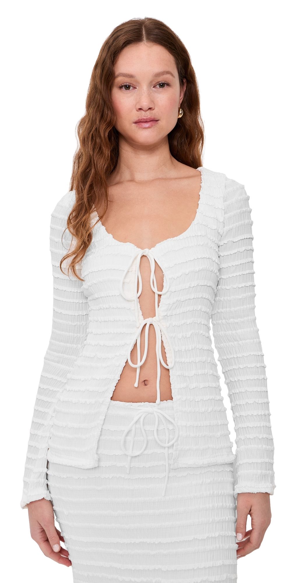 Seven Wonders Adalee Ruffle Texture Top White L