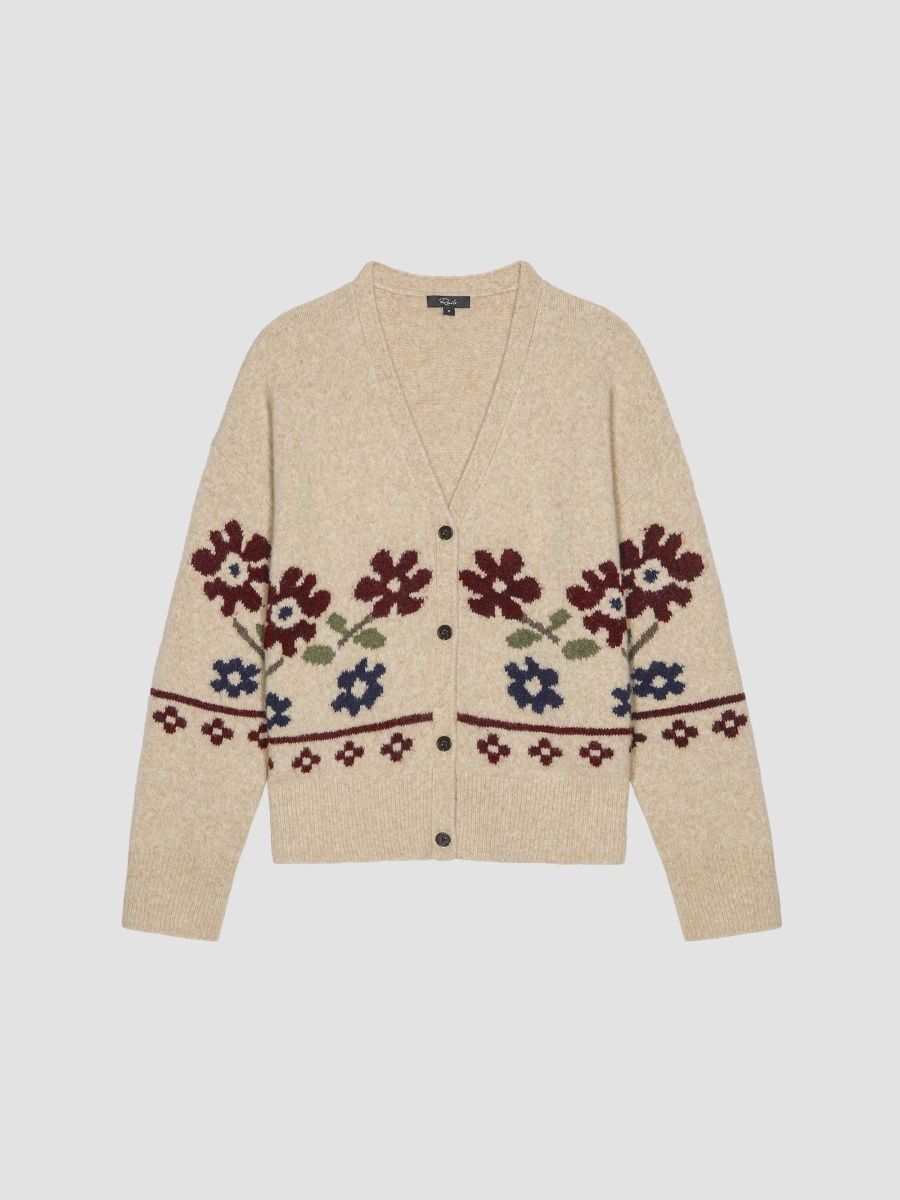 Rails Women's Saffron Floral V-Neck Cardigan - Oat Floral - Size XS