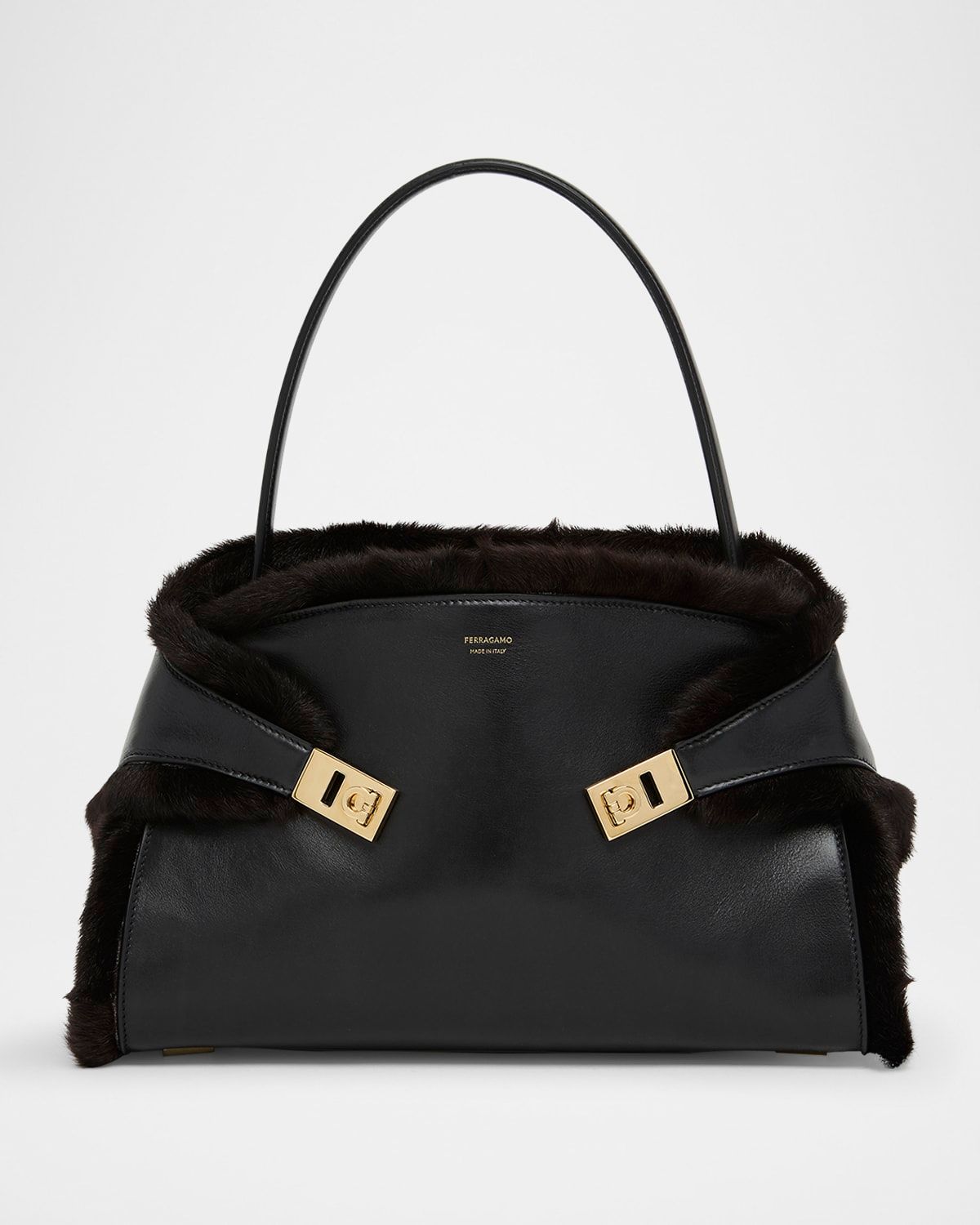 Hug Leather & Shearling Shoulder Bag