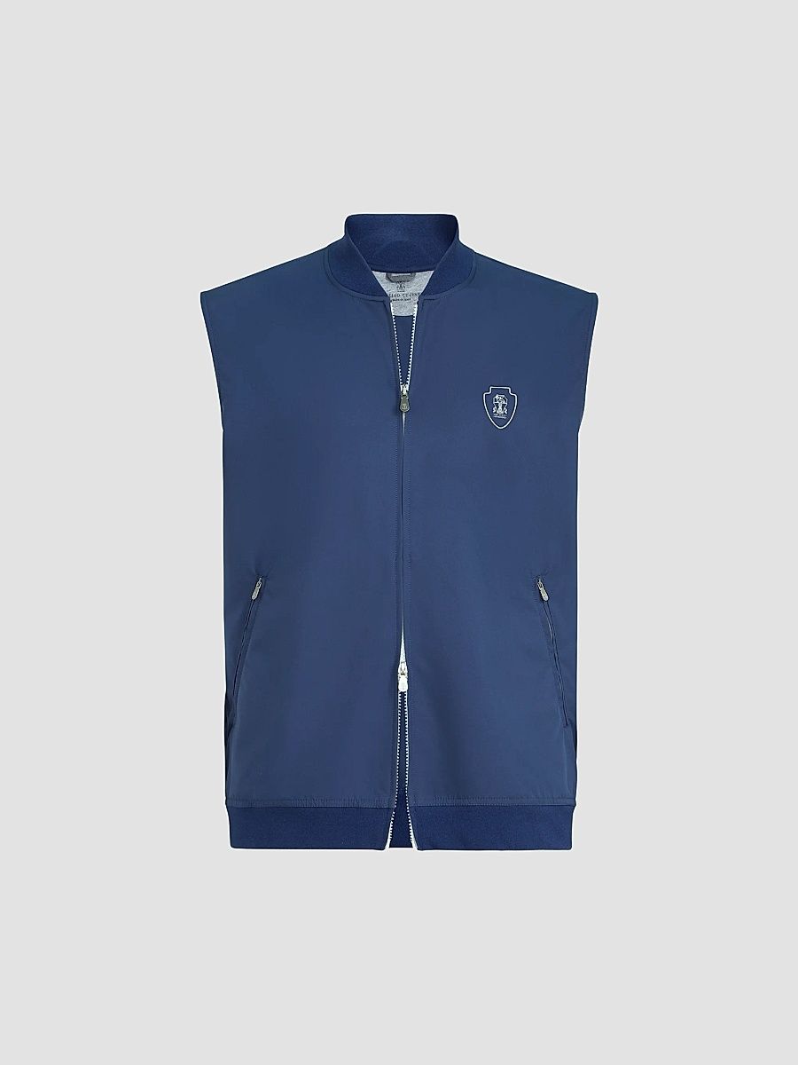 Men's Nylon Vest with Logo - Avio Blue - Size Large