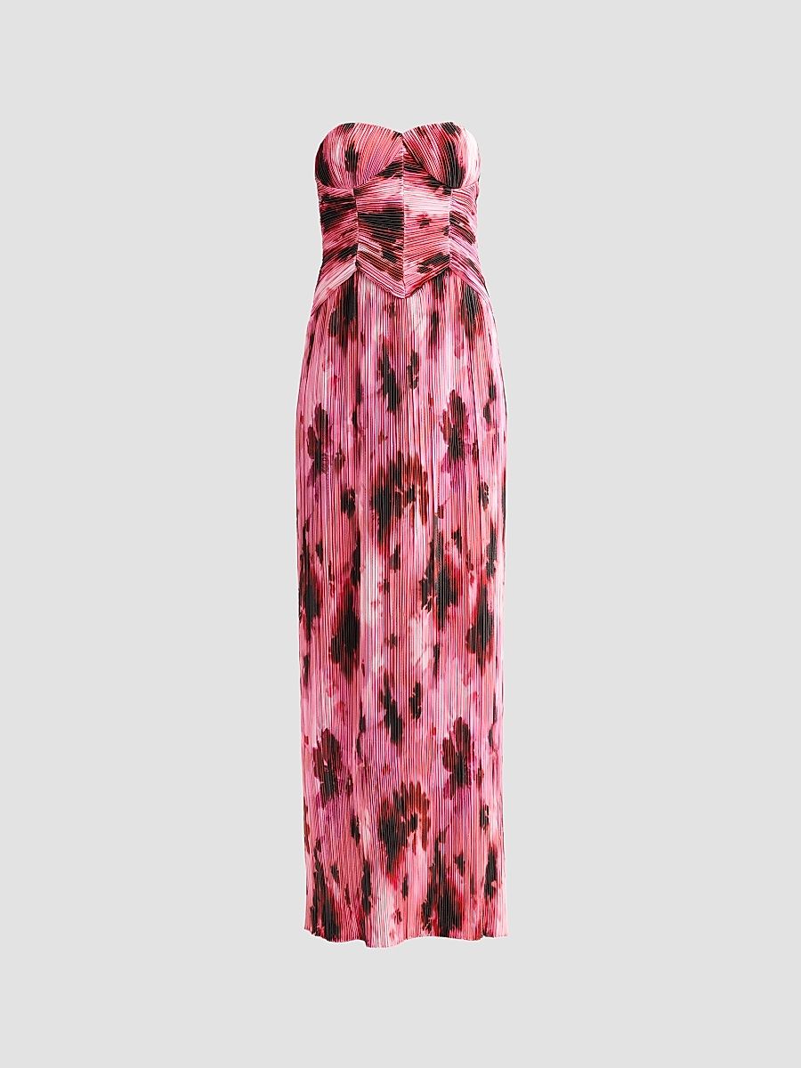 Women's Monique Floral Plissè Gown - Pink Multi - Size XXL