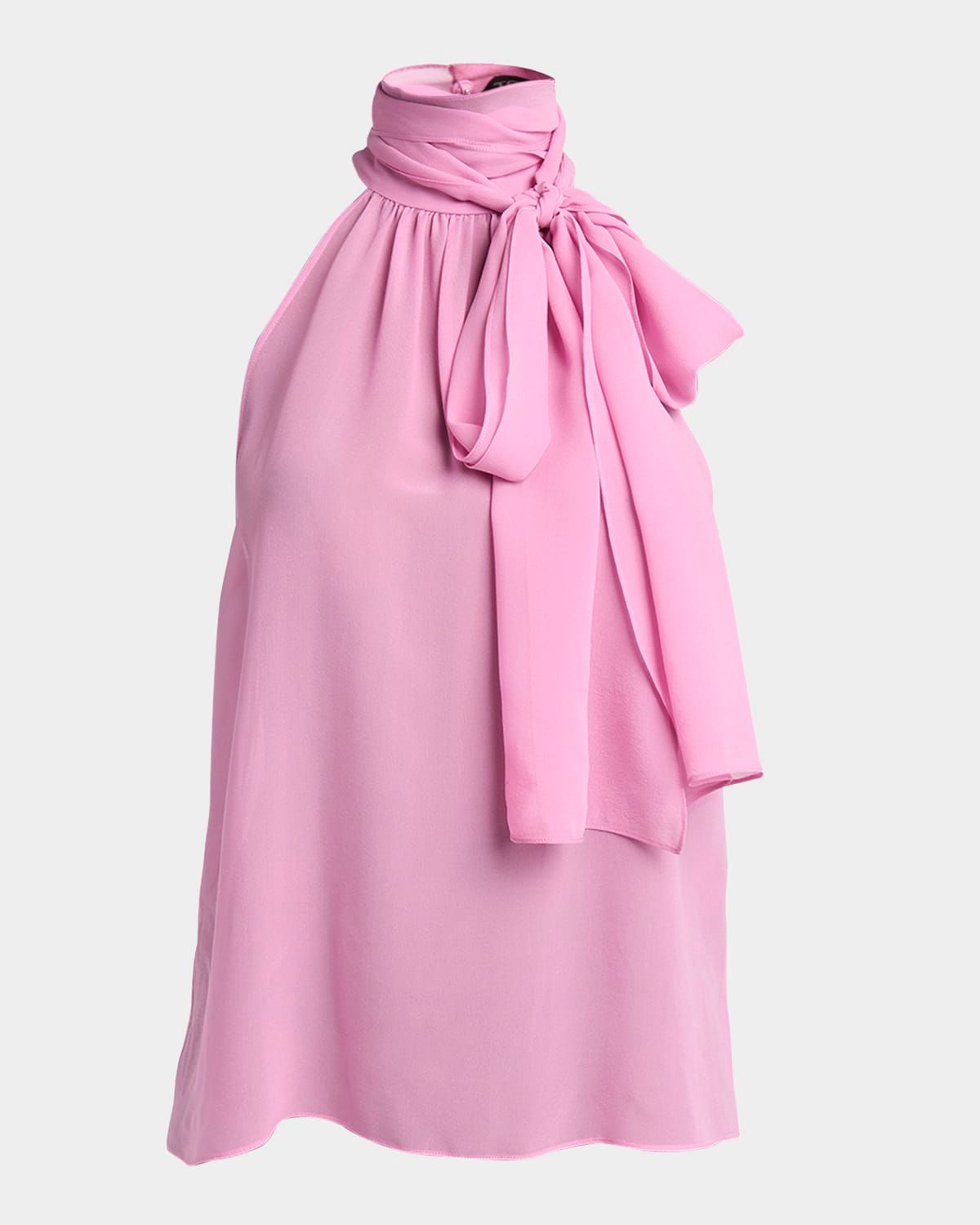 Silk Tie-Neck Halter Blouse