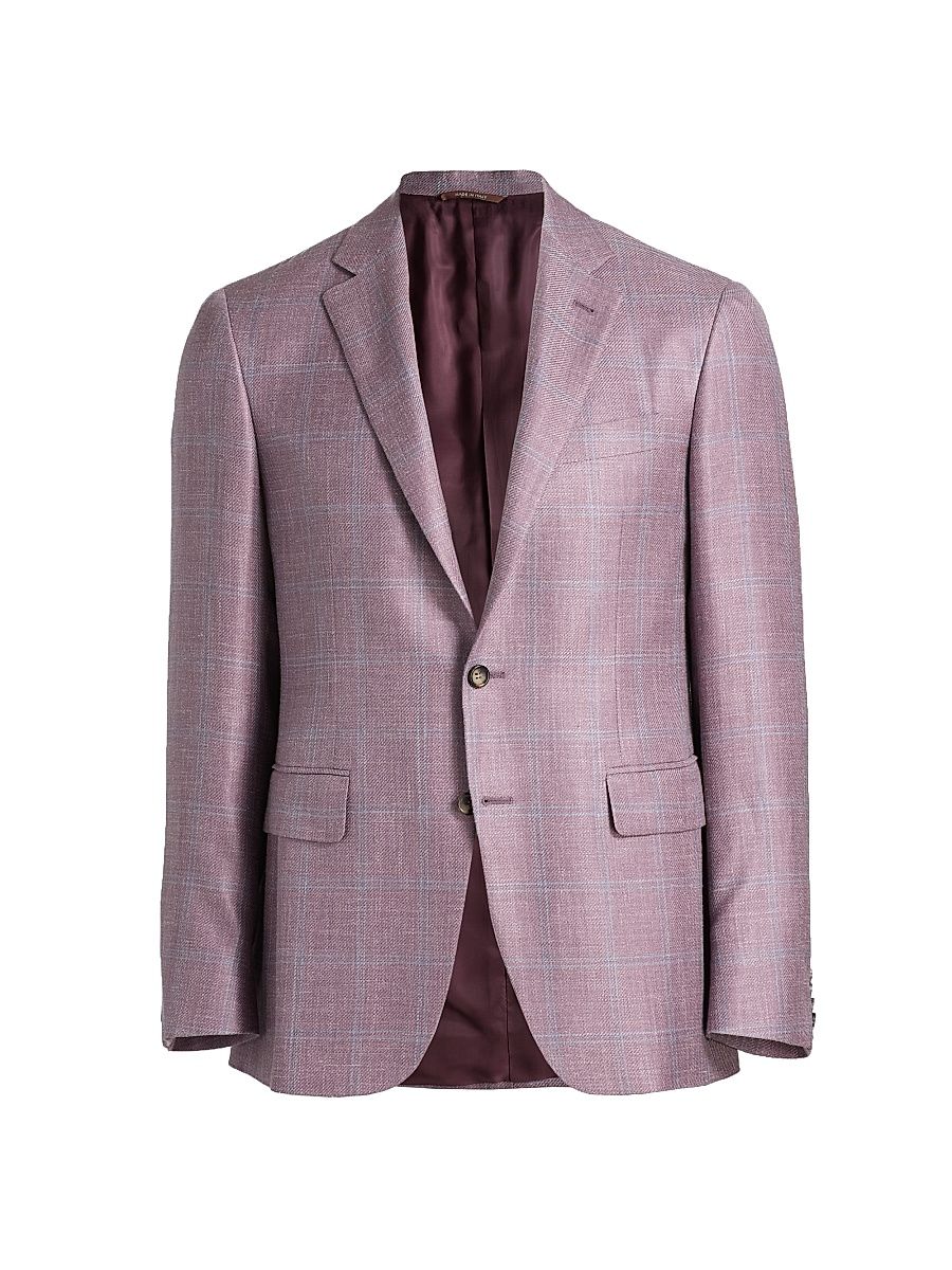 Men's Kei Windowpane Plaid Sport Coat - Brown - Size 42