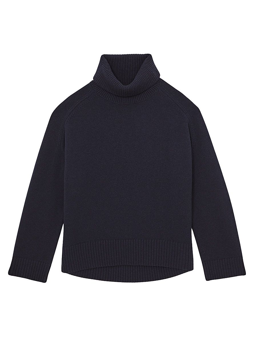 Women's Brooklyn Wool-Cashmere Rolled-Neck Sweater - Navy - Size XL