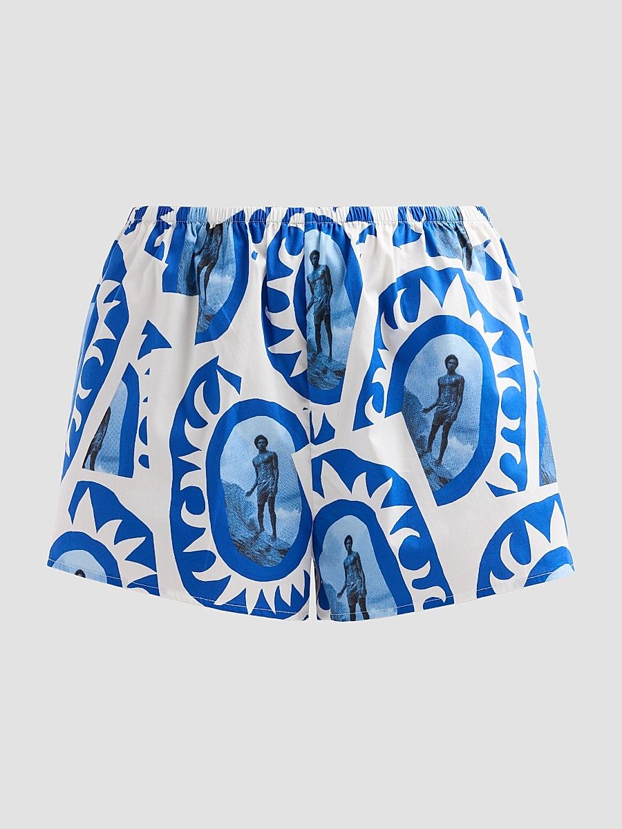 Women's Paddle Printed Cotton Shorts - Paddle Out White - Size XL