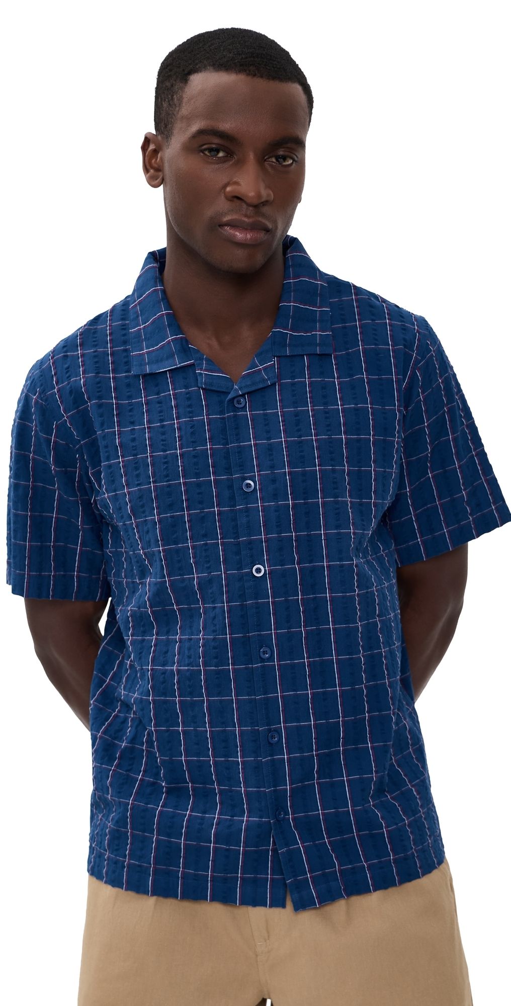 McTavish Holiday Collar Shirt Blue Multi M