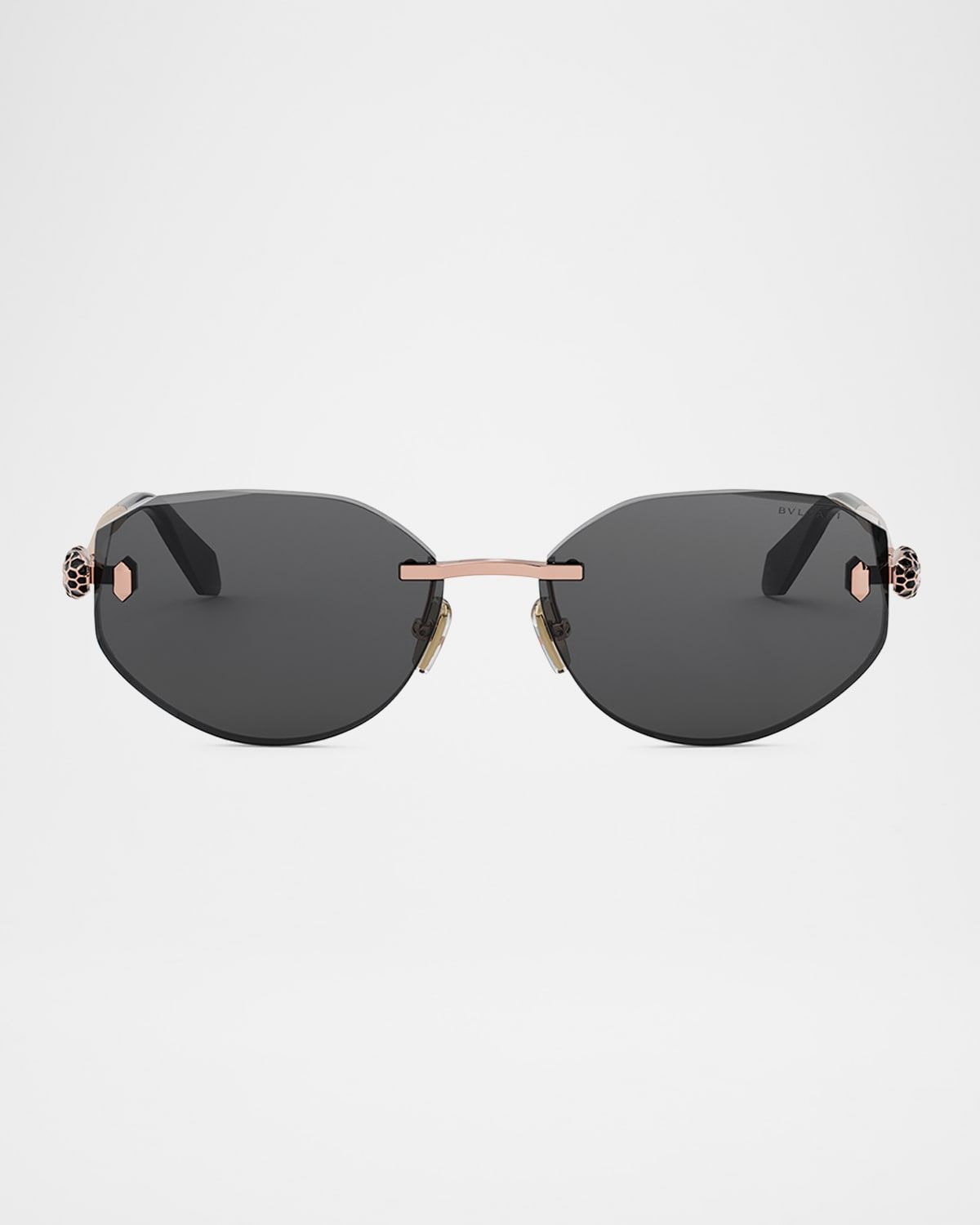 Serpenti Forever Rimless Oval Metal Sunglasses