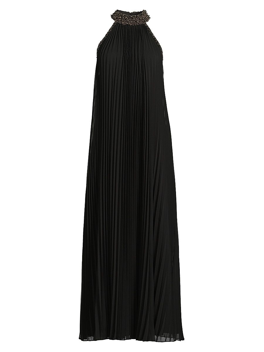 Women's Monroe Embellished Pleated Maxi Dress - Black - Size XXL