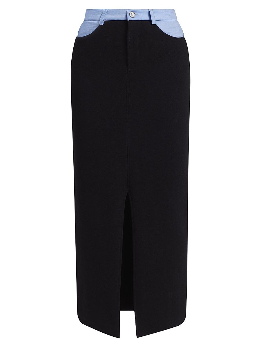 Women's Cotton Knit Maxi Skirt - Black - Size XS