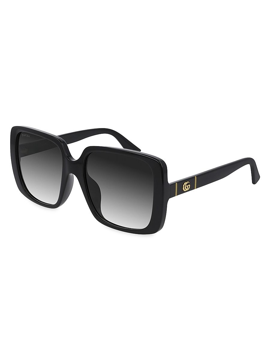 Women's Gucci Lines 56MM Rectangular Sunglasses - Black