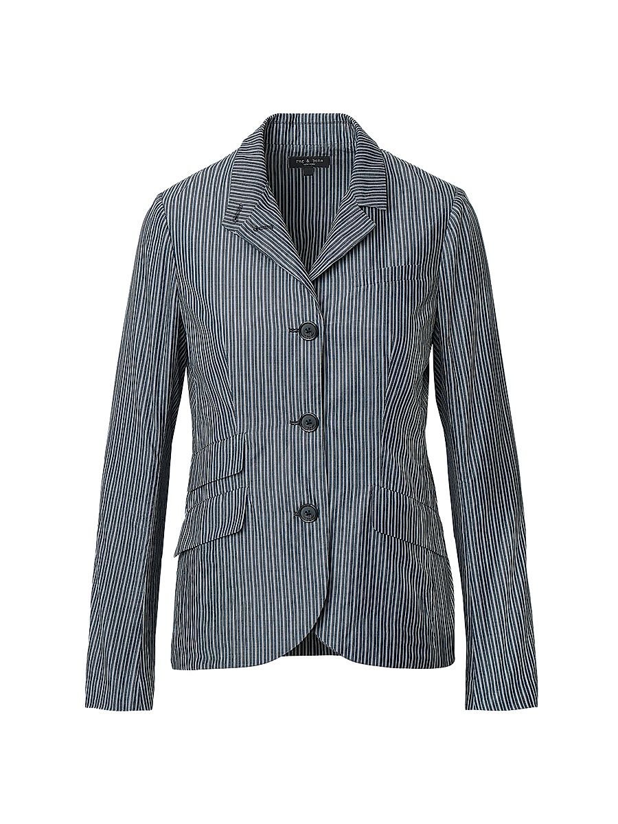 Women's Jennie Striped Poplin Blazer - Salute Stripe - Size 14