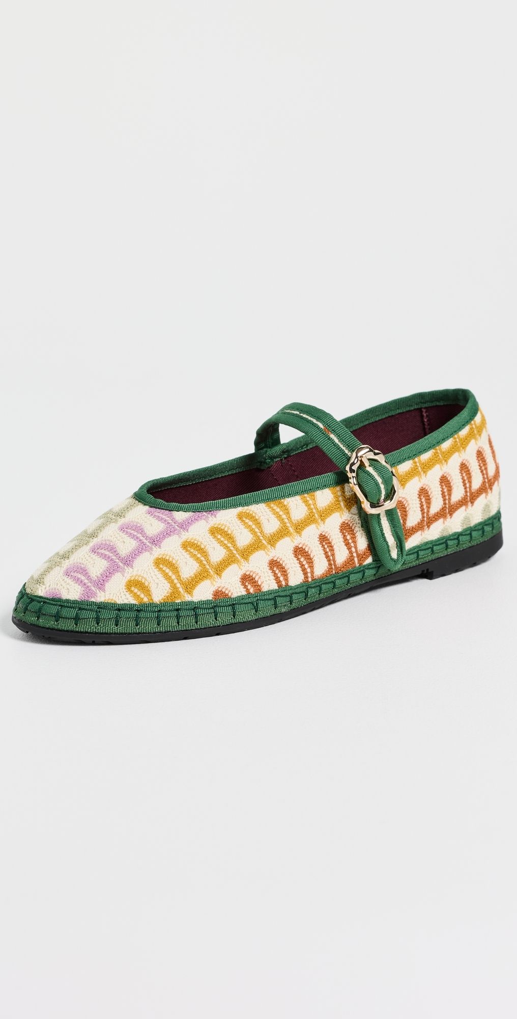 Flabelus Pierre Twist Mary Jane Flats Green 38