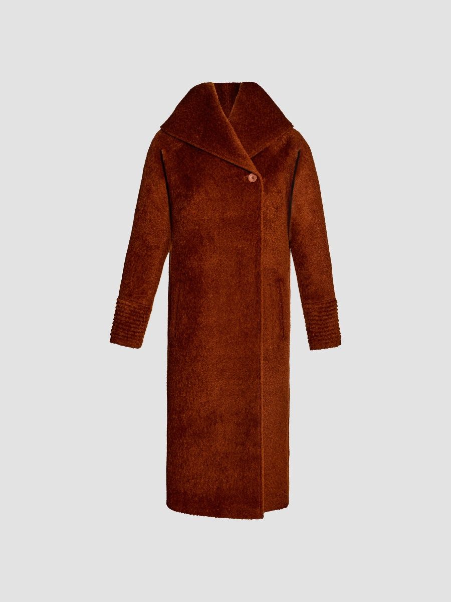 Sentaler Women's Suri Alpaca-Blend Bouclé Hooded Coat - Rust - Size XL