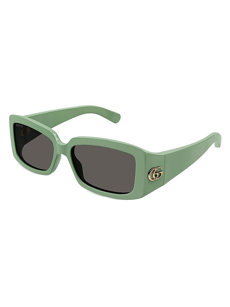 Women's GG Corner 54MM Rectangular Injection Sunglasses - Green