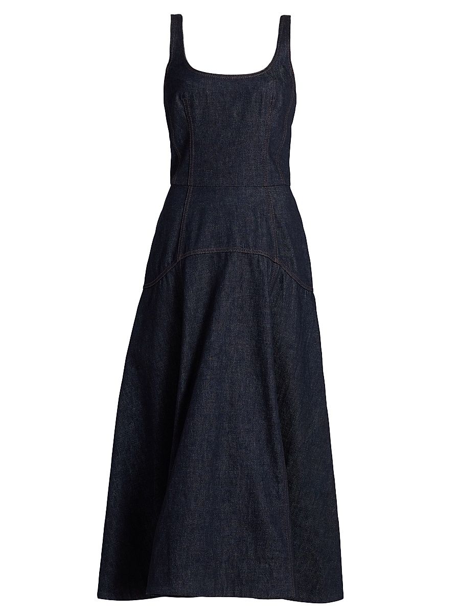Women's Veda Scoopneck Denim Midi-Dress - Indigo - Size 12