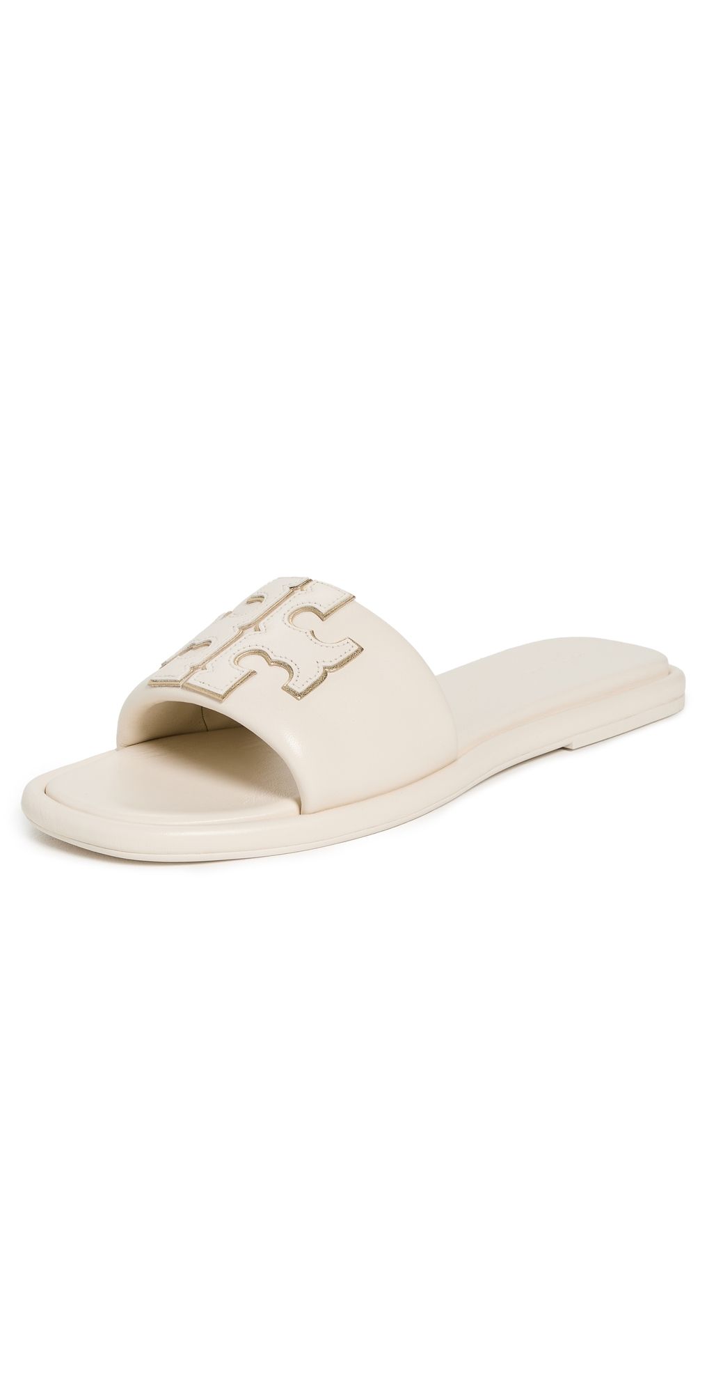 Tory Burch Double T Sport Slides Light Cream / Gold 10.5
