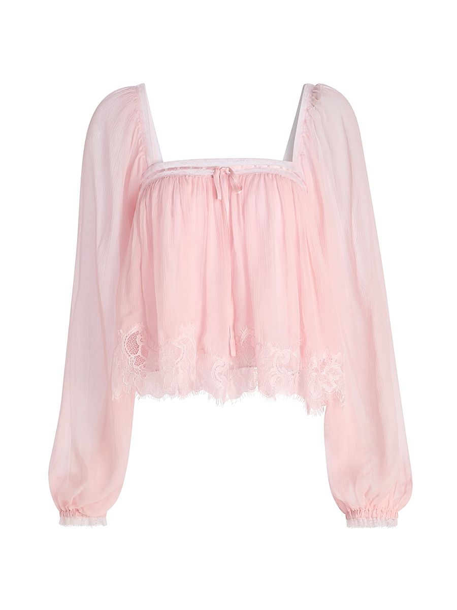 Women's Ebbie Silk Pleated Blouse - Potpourri Pink - Size Large