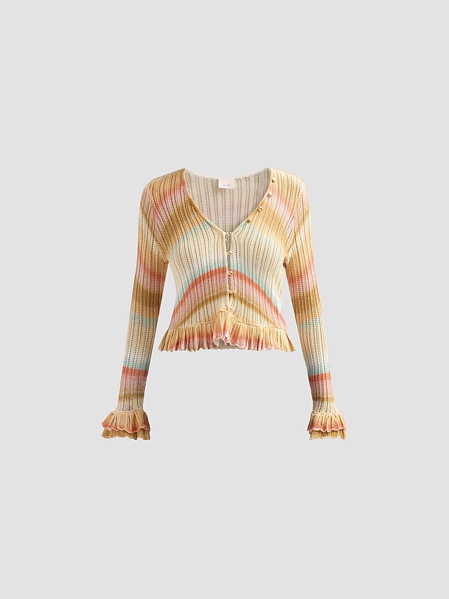 Women's Edith Space-Dyed Stripe Cardigan - Sunset Multi - Size Large