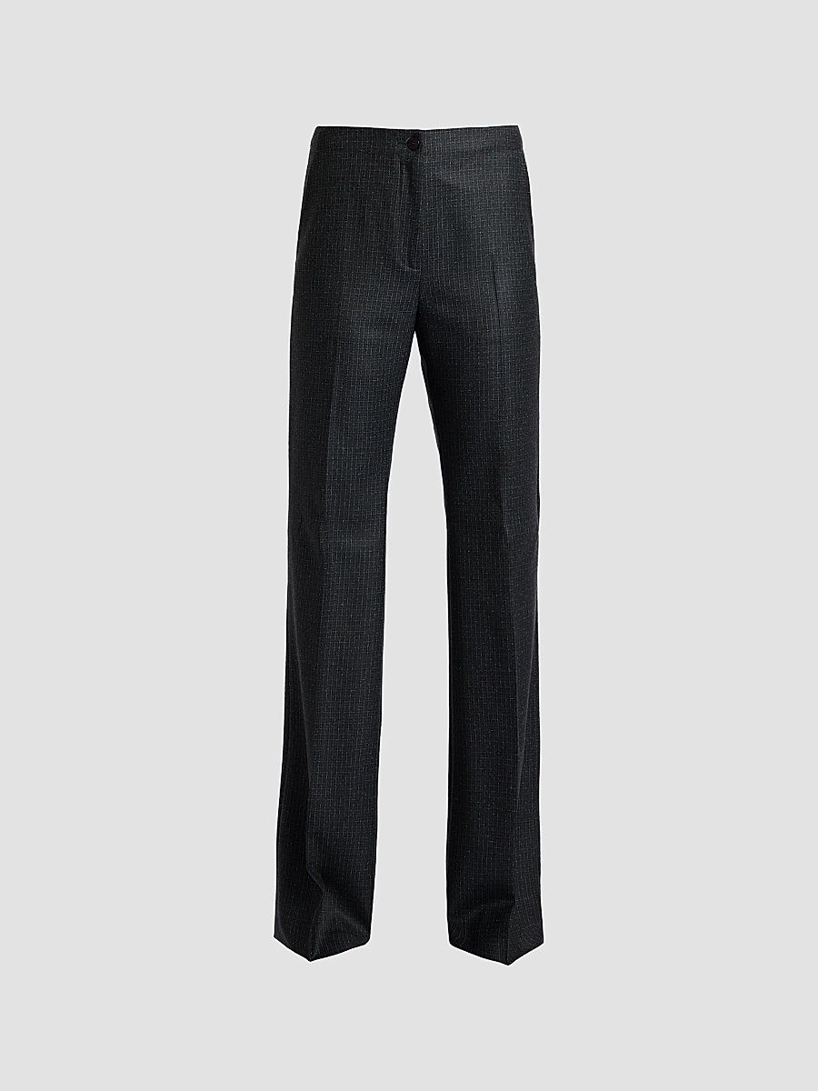 Santorelli Women's Beth Checked Virgin Wool Flared Pants - Charcoal Multi - Size 16