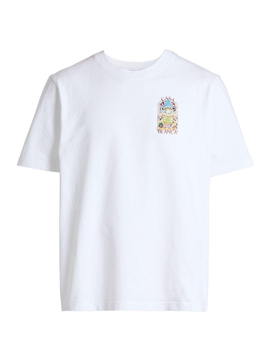 Men's Tennis Landscape Cotton T-Shirt - Bright White Jersey - Size XXL