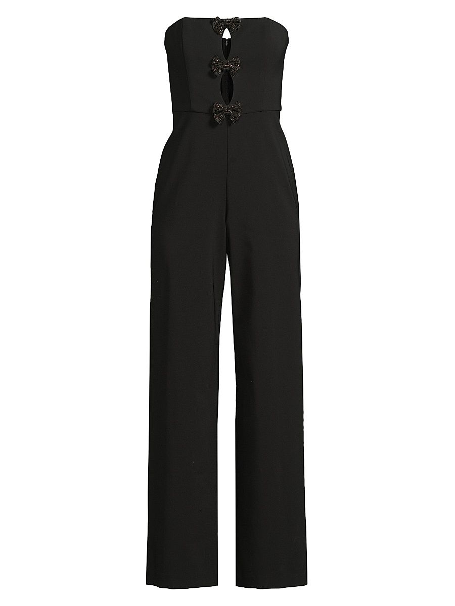 Women's Stretch Crepe Bow Keyhole Front Jumpsuit - Black - Size 8