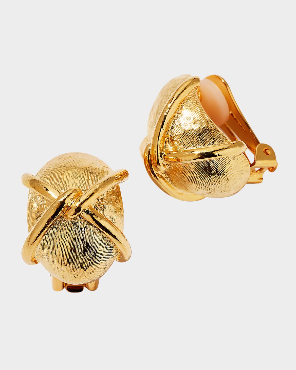 Gold "X" Button Earrings