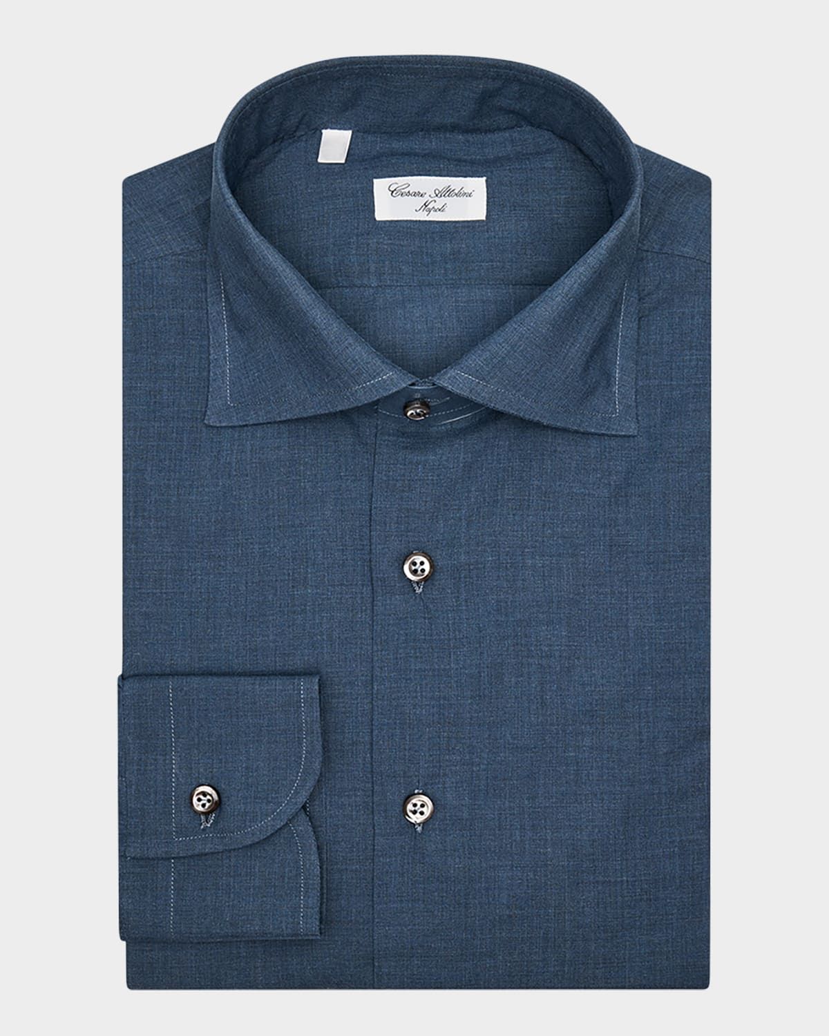 Men & apos;s Cotton Melange Spread-Collar Sport Shirt