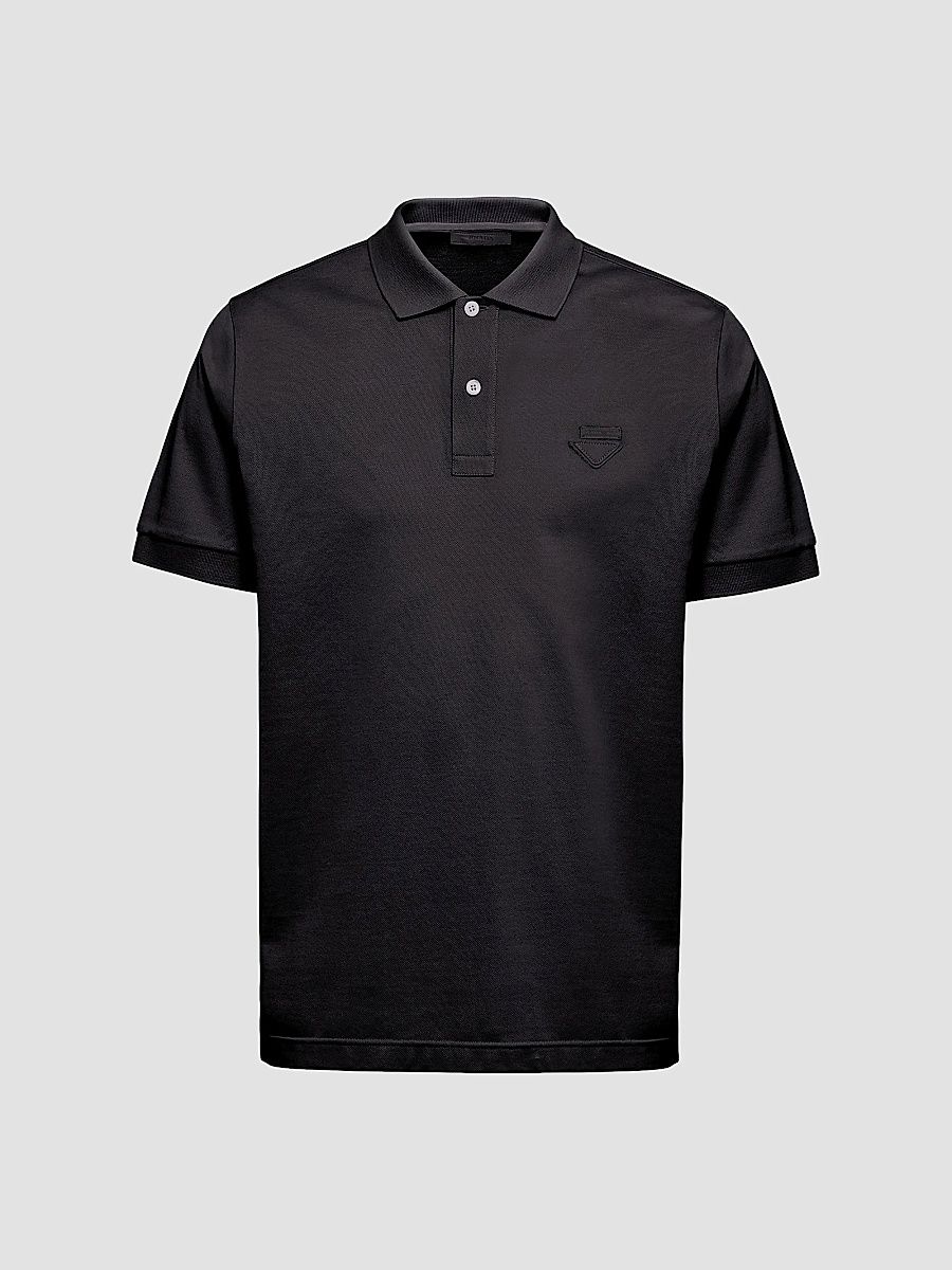 Prada Men's Piqué Polo Shirt - Black - Size XXL
