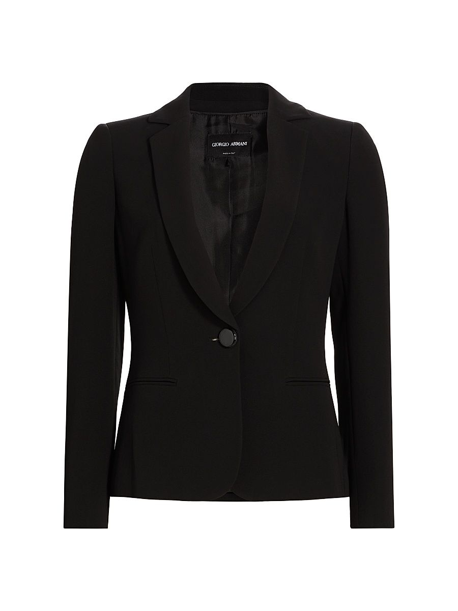 Women's Silk One-Button Blazer - Black - Size 14