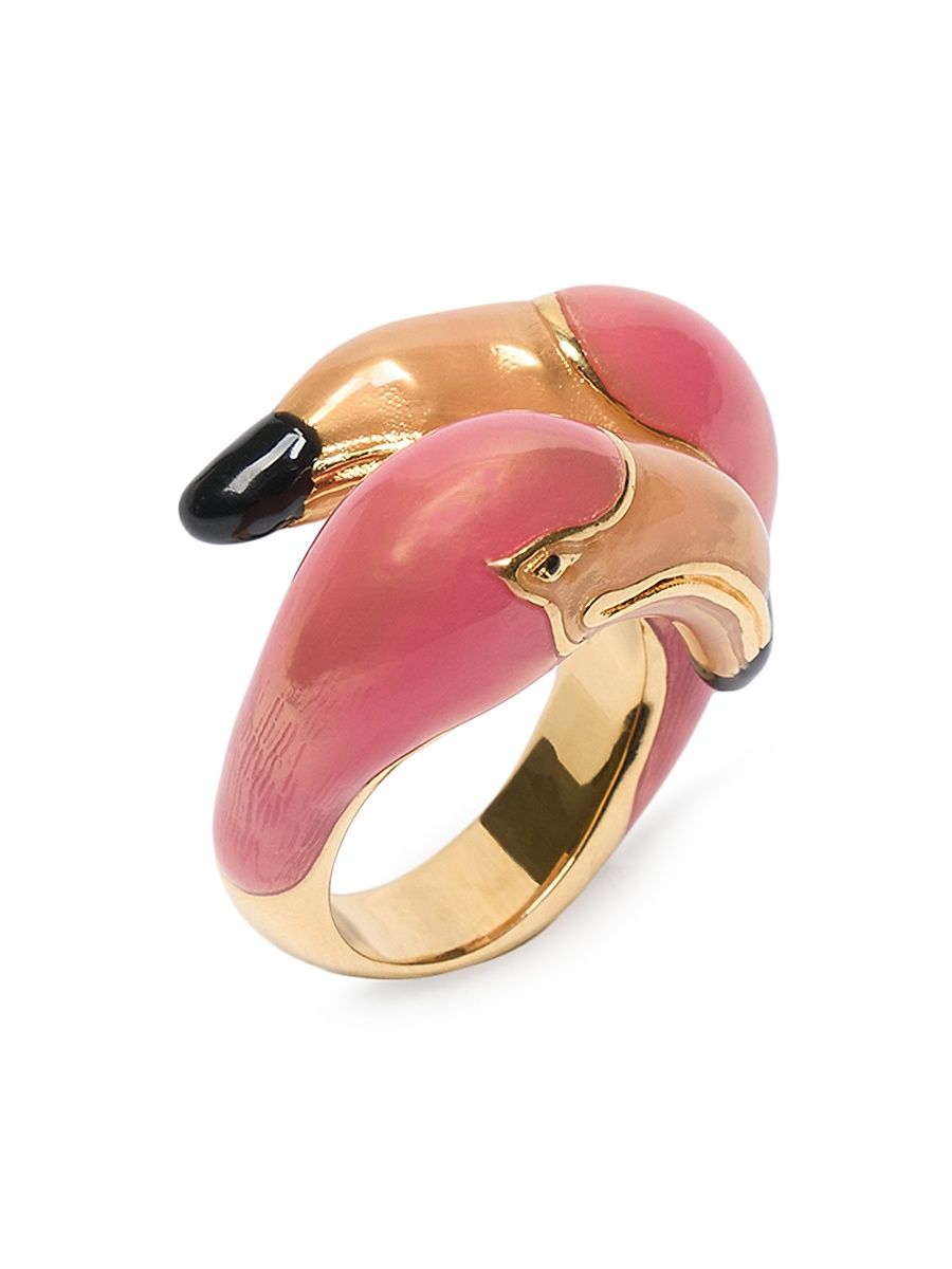 Women's Enamel Flamingo Ring - Berry Pink - Size 7