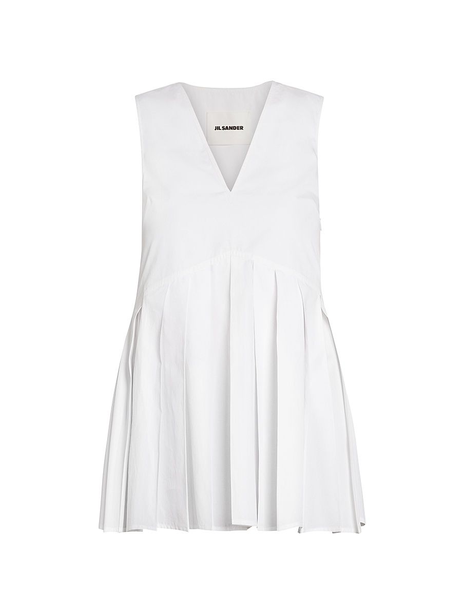 Women's Pleated Cotton Top - Optic White - Size 10