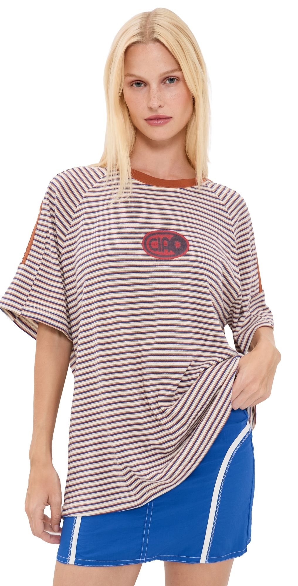 Ciao Ciao Vacation Amber Stripe Racer Tee Red Stripe M