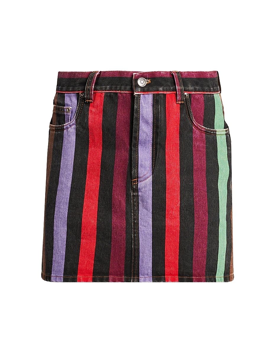 Women's La Vacanza Striped Rigid Denim Miniskirt - Size 8