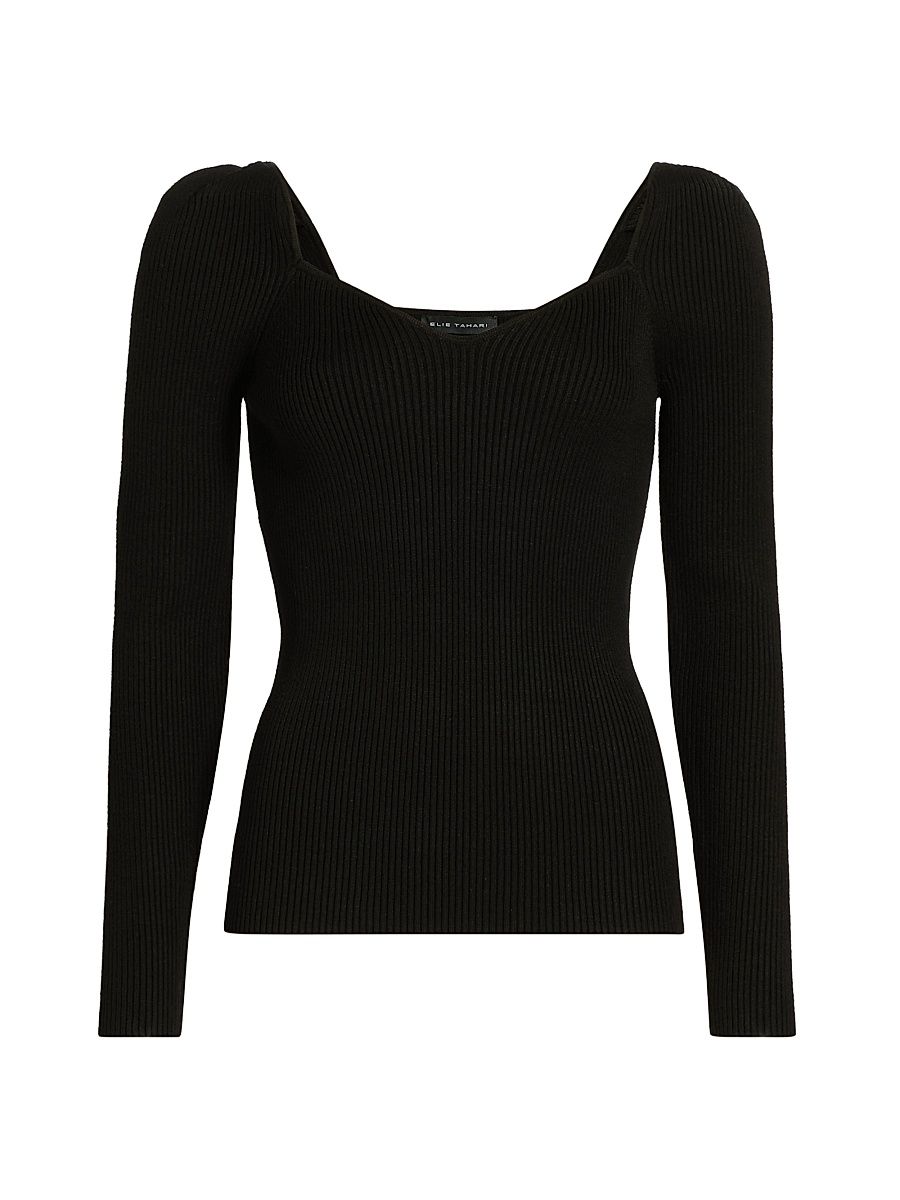 Women's The Soraya Rib-Knit Sweater - Noir - Size Medium