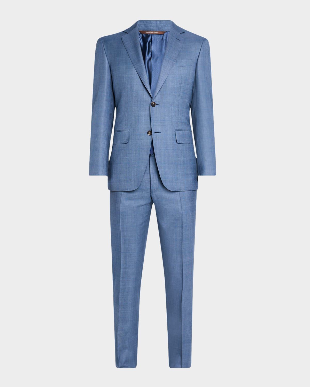 Men & apos;s Wool-Silk Windowpane Suit