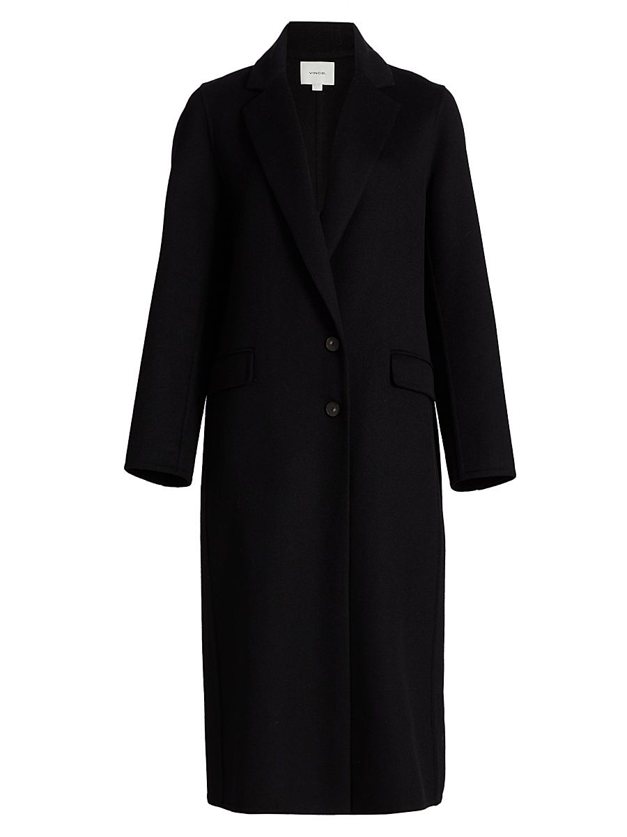 Women's Classic Wool-Blend Single-Breasted Coat - Black - Size XS