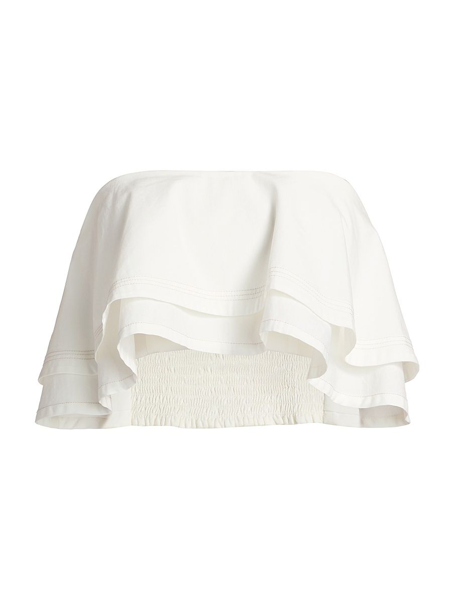 Women's Poppy Layered Cotton-Blend Crop Top - White - Size XXL