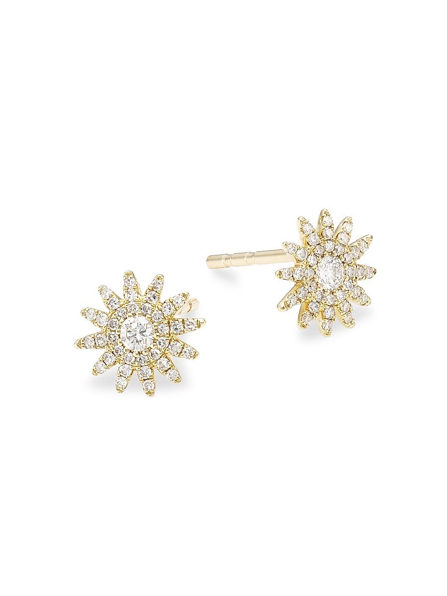 Women's 14K Gold & 0.24 TCW Diamond Starburst Stud Earrings - Yellow Gold