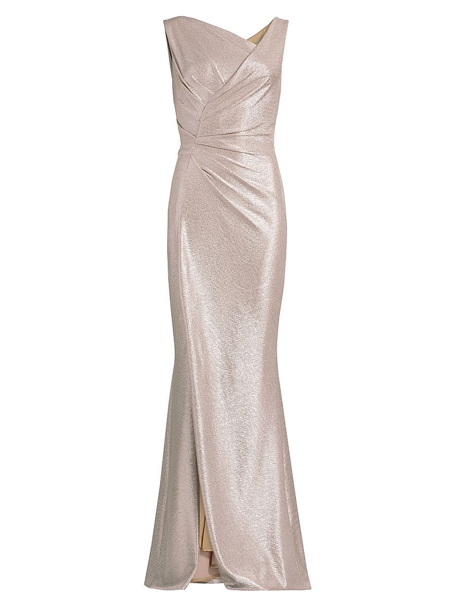 Women's Asymmetrical Metallic Gown - Platinum - Size 10