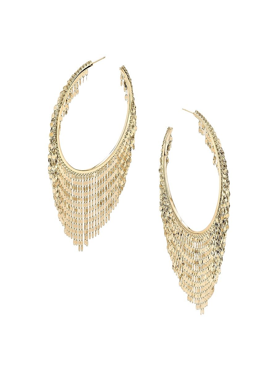 Women's Blake 14K Yellow Gold Oblong Fringe Hoop Earrings - Yellow Gold