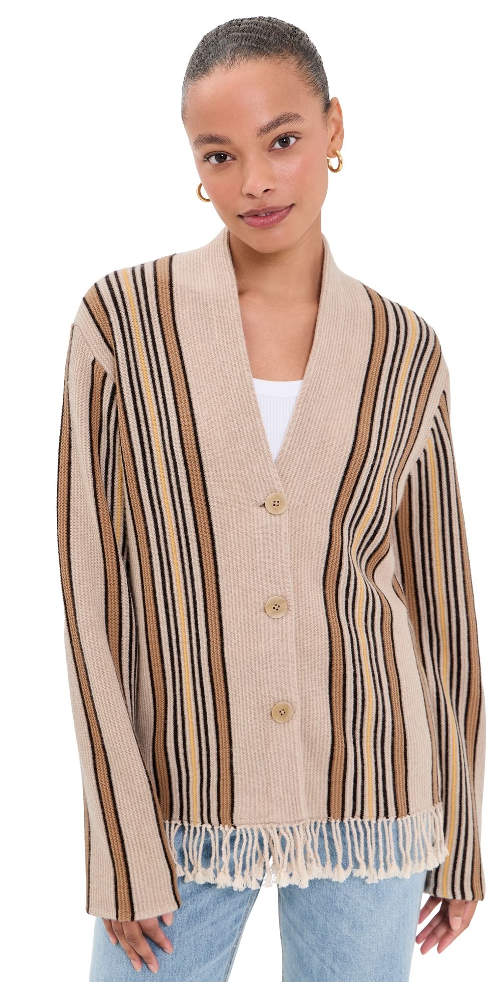 Guest in Residence Handloom Cardigan Sandstone Combo L
