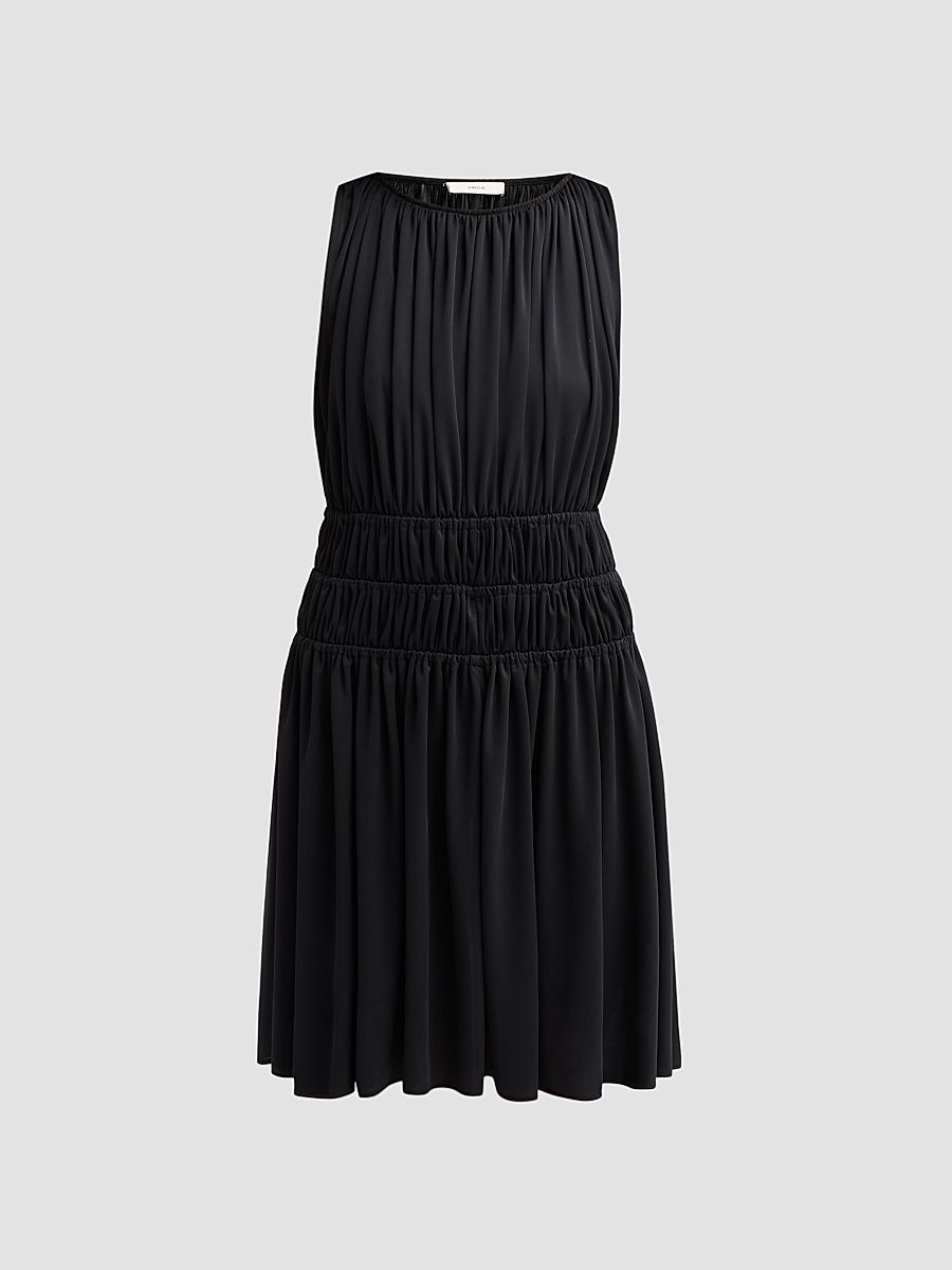 Women's Sleeveless Smock Tiered Dress - Black - Size XXS