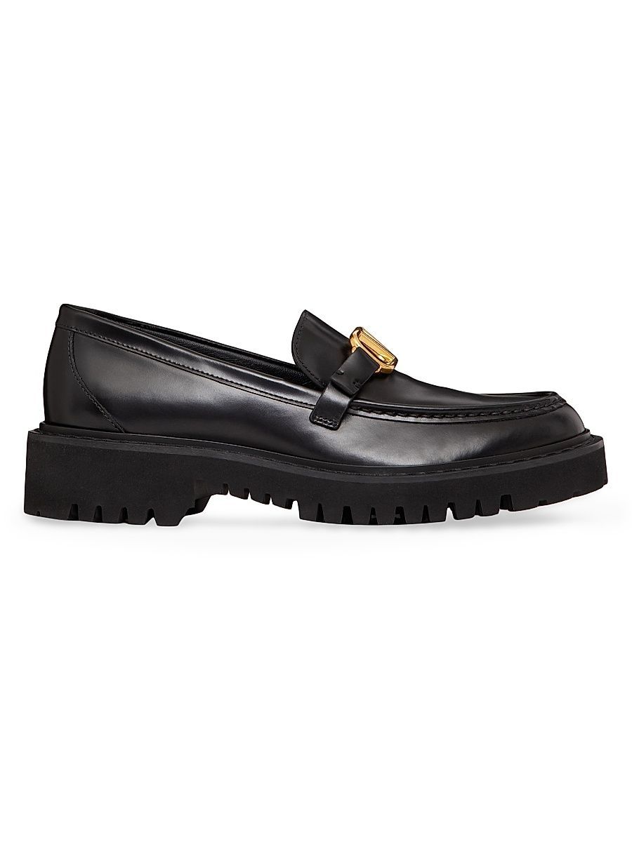 Women's Vlogo Signature Calfskin Loafers - Black - Size 12