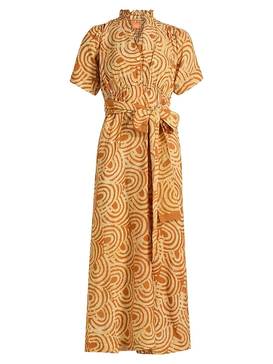 Women's Kayin Printed Midi-Shirtdress - Orange - Size XL